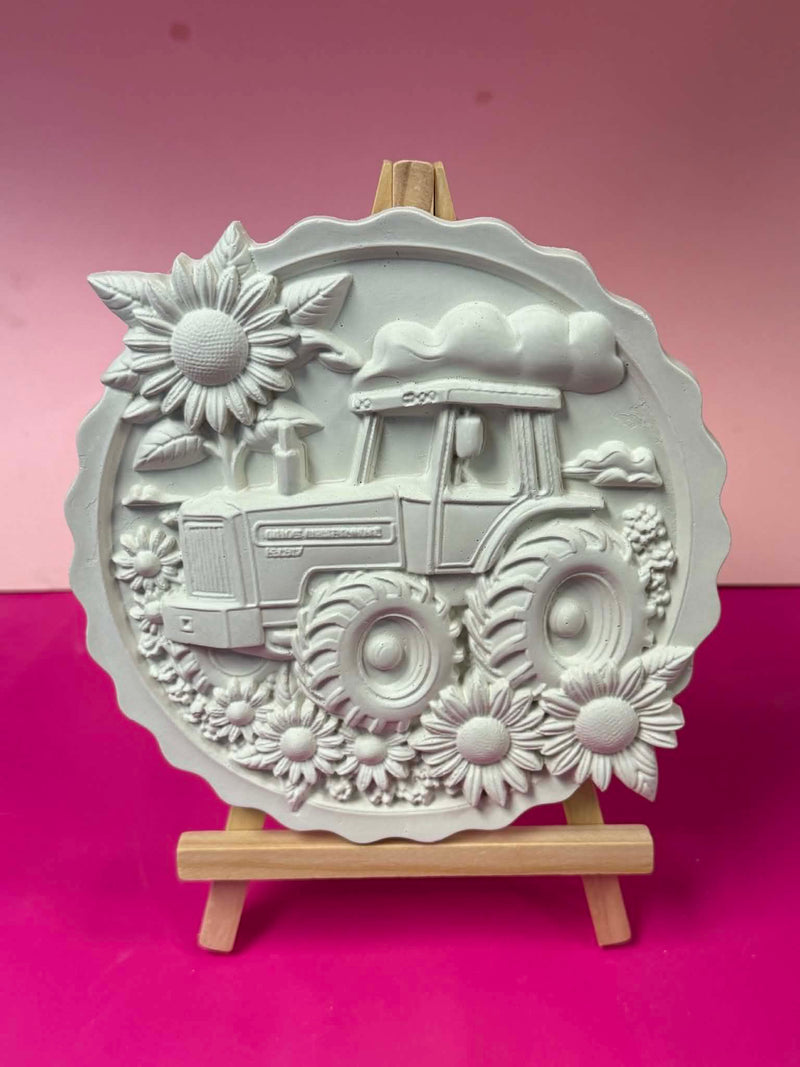LARGE SUNFLOWER PLAQUE WITH PAINTABLE EASEL KIT